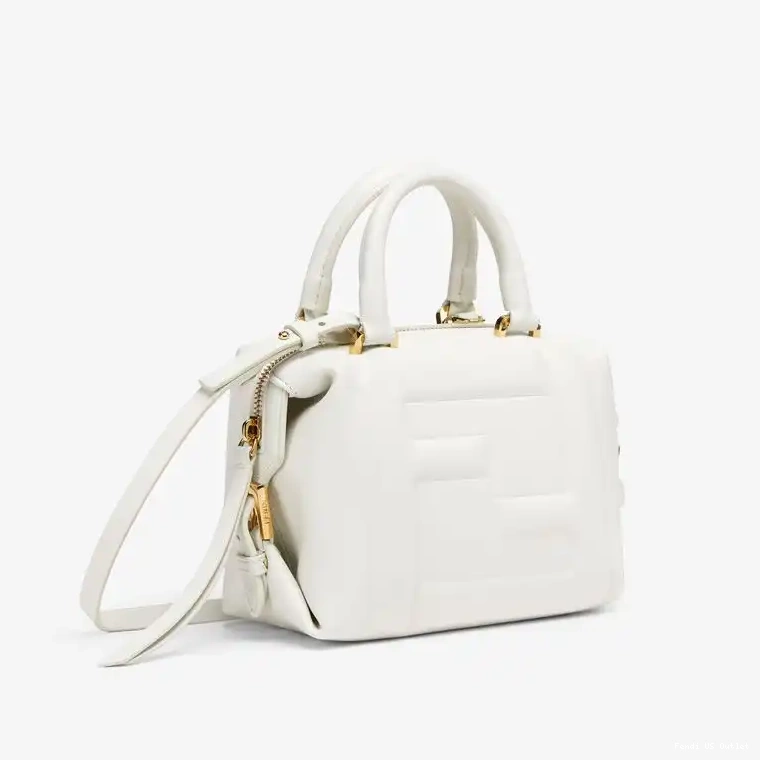 Vintage HOT Mini Fendi Cube Leather FF Nappa In White Bag 0425